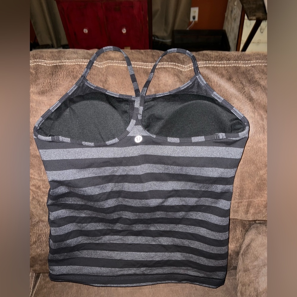 Lululemon Grey/Black stripped Tank top